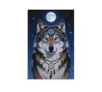 DFENILROP Lobo Totem Cuadro De Pared, Poster Obra De Arte Colgado | Impresión Lienzo Murales, Especial Pintura Decor Interior Para Salón Pasillo, Regalo 24x36inch(60x90cm)