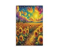 DFENILROP Mar de Girasoles Cuadro De Pared, Van Gogh Poster Obra Arte Colgado | Impresión Lienzo Murales, Minimalista Pintura Decor De Hogar Para Salón Dormitorio Regalo 24x36inch(60x90cm)