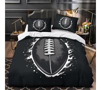 DFENILROP Tres Piezas Microfibra de poliéster American Football Funda Edredon Cremallera Oculta Fundas Almohada Transpirable Grunge Sport Funda Edredon for jóvenes King（220x240cm）