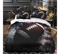 DFENILROP Tres Piezas Microfibra de poliéster American Football Funda Edredon Estampado 3D Cremallera Oculta Fundas Almohada Antialérgica Sport Funda Edredon for jóvenes King（220x240cm）
