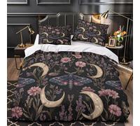 DFENILROP Tres Piezas Microfibra Suave MoonlightFlora Funda Edredon Estampado 3D Fundas Almohada Antibacteriana BotanicalFantasy Funda de Edredón for niña Double（200x200cm）