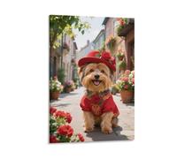 DFENILROP Yorkshire Terrier Cuadro De Pared, Poster Obra De Arte Colgado | Impresión Lienzo Murales, Especial Pintura Decor De Hogar Para Salón Pasillo, Regalo 20x30inch(50x75cm)