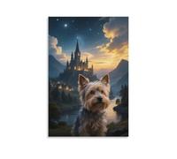 DFENILROP Yorkshire Terrier Cuadro De Pared, Poster Obra De Arte Colgado | Impresión Lienzo Murales, Hermoso Pintura Decor Interior Para Salón Pasillo, Regalo 16x24inch(40x60cm)