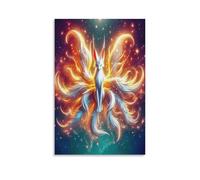 DFENILROP Zorro Mágico Cuadro De Pared, Degradado Oro-Blanco Poster Obra Arte Colgado | Impresión Lienzo Murales, Único Pintura Decor De Hogar Para Dormitorio Pasillo Regalo 16x24inch(40x60cm)