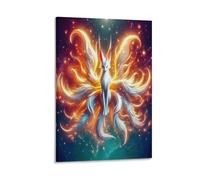 DFENILROP Zorro Mágico Cuadro De Pared, Degradado Oro-Blanco Poster Obra Arte Colgado | Impresión Lienzo Murales, Único Pintura Decor De Hogar Para Dormitorio Pasillo Regalo 20x30inch(50x75cm)