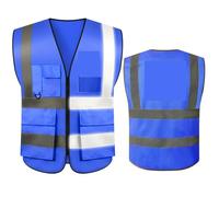 DFGBAPKBL Chaleco de Seguridad Chaleco de Seguridad for Trabajos construcción, Uniformes for mineros y constructores, Ropa Trabajo estándar Clase 2(Blue,XL)