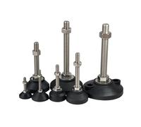 DFGBAPKBL Pies de Ajuste del Equipo Base giratoria de nivelación Ajustable M8 M10 M12 con bisagras for Muebles, Soporte herrajes Nailon y Goma(D40xM12x100,Black 4Pcs)