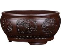 DFGDFA Maceta clásica de arena morada, maceta redonda grande para bonsái, maceta pequeña de pino, banyan, decoración de interiores, maceta decorativa, mediana