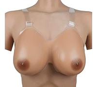 DFGGE Tetas Artificiales Silicona Forma De Mama Senos Prótesis con Correas Ajustables Pechos Falsos para Travestistas/Transgénero/Cosplay Prótesis Mastectomía,Suntan,A Cup:500g/Pair