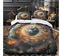 DFGHJKLZXVB Mundo de fantasía Espacial 3D Impresión Edredón Funda 3pz Microfibra Cremallera Oculta Surrealista Digital Funda de edredón 2 Fundas hipoalergénica Parejas Familia King（220x240cm）
