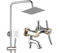 DFGHNBVC Conjunto De Ducha Termostático Antiescaldaduras, Grifo De Ducha De Cobre, Sistema De Ducha Elevador con Rociador Superior, Color Plata Y Oro, 3 Tipos De Cabinas, Hermoso Y Práctico.
