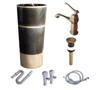 DFGHNBVC Elegante Juego De Lavabo De Pedestal De Cerámica Vintage - Lavabo De Baño Grueso con Desagüe. Elegante Conjunto De 3 Piezas para Baños Modernos, Decoración Elegante, 4019. Juego 1.