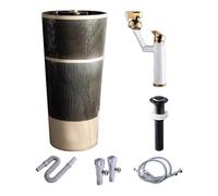 DFGHNBVC Elegante Juego De Lavabo De Pedestal De Cerámica Vintage - Lavabo De Baño Grueso con Desagüe. Elegante Conjunto De 3 Piezas para Baños Modernos, Decoración Elegante, 4019 (Juego De