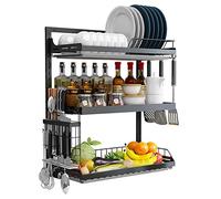 DFGHNBVC Escurreplatos De Acero Inoxidable De Pared, con Escurridor, Soporte para Cuchillos Y Palillos, Ahorra Espacio, 65 X 25 X 57 Cm