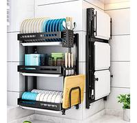 DFGHNBVC Escurreplatos De Acero Inoxidable De Pared, Escurridor De 3 Niveles, para Utensilios De Cocina, Ahorra Espacio.