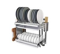 DFGHNBVC Escurreplatos De Acero Inoxidable para Fregadero, Escurreplatos De Pared con Bandeja De Drenaje, Opciones De 2 O 3 Niveles, Kitchen Nizer, Solución Que Ahorra Espacio, Plateado, 3 Capas