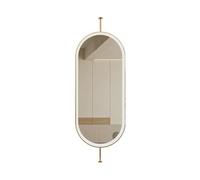 DFGHNBVC Espejo De Techo Ovalado Giratorio con Luz Led, Espejo De Tocador Flotante para Baño, Regulable Y con Iluminación De 3 Colores para Sala De Estar, Dormitorio Y Aseo, Dorado-120, Dorado-120