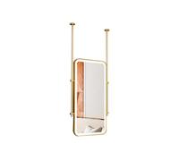 DFGHNBVC Espejo Rectangular De Techo con Luz Led, Sistema De Suspensión con Varilla Flotante, 3 Colores Regulables para Decoración De Hoteles Y Apartamentos, Negro-35.4, Dorado-31.5