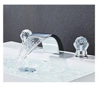 DFGHNBVC Grifo De Baño De Lujo De Latón Macizo Dorado con Forma De Cisne Dorado, Doble Manija De Cristal, Tres Orificios, Mezclador para Lavabo, G1/2, Cf001, Plata-G9/16