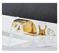 DFGHNBVC Grifo De Baño De Lujo De Latón Macizo Dorado con Forma De Cisne Dorado, Manija De Cristal Doble, Grifo Mezclador De Lavabo De Tres Orificios, G1/2, Cf001, Gold-G9/16