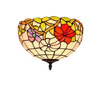 DFGHNBVC Lámpara De Techo Tiffany De 30 Cm Hecha A Mano con Diseño De Jardín Morning Glory, Vitral De Colores, para Restaurante Americano, Pasillo, Baño, Etc.