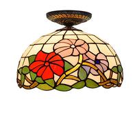 DFGHNBVC Lámparas De Techo Tiffany Hechas A Mano De 30 Cm, Estilo Morning Glory, con Pantalla De Vidrio para Sala De Estar.