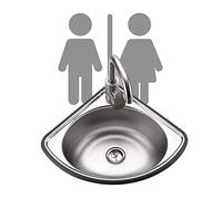 DFGHNBVC Lavabo De Baño Flotante De Esquina De Acero Inoxidable, Compacto Y Ahorrador De Espacio, Color Plateado, Tamaño A4 (34 X 34 Cm)