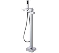 DFGHNBVC Sistema De Ducha, Grifo De Bañera Independiente, Llenador De Bañera, Negro, Montaje En Suelo, Grifos De Bañera De Latón, Monomando con Ducha De Mano, Juego De Ducha, Níquel Cepillado, Cromo