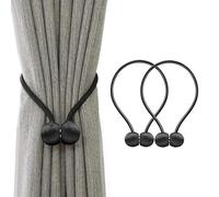 DFGLIK 2PCS Alzapaños De Cortina con Bolas De Perlas Hebillas De Cortina Respaldos Clips De Hebilla Barras De Cortina Accesorios Decorativos para El Hogar-Negro-Longitud 47 Cm