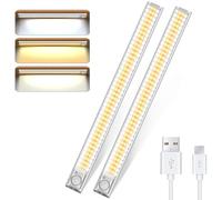 DFGOTOP Motion Sensor Lights Indoor Rechargeable, Kitchen Lights Under Cabinet Led Night Light USB for Wardrobe Kitchen Stairs [Energy Class A+++] (160LED-2PCS)