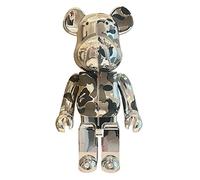 DFGUINXKU 1000％ Bearbricks, Bloques de construcción de Osos violentos, Osos de Juguete for Amantes, coleccionables de Moda, esculturas y estatuas Decorativas(Silver)