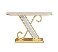 DFHS46JK Mesa Estrecha Mesa Consola for recibidor con Tablero de Chapa mármol sintético(Gold,Medio)
