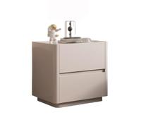 DFHS46JK Mesita Noche Rock Slab Wooden Nightstand Simple Home Bedroom Bedside Storage Cabinet Khaki para dormitorios(Pequeño)
