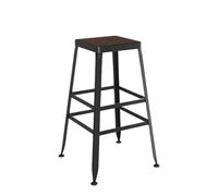 DFHS46JK Taburetes de Isla de Cocina Brown + Black Iron Bar Stool Restaurant Wooden High Stools para el Comedor(Medio)