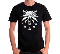 DFHXALH 3 Wild Hunt Medallion & Signs of Witcher Black T-Shirt(XX-Large)
