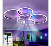 Dfiacn RGB Ventiladores De Techo con Luz LED Regulable Dormitorio Silencioso Ceiling Fan with Light Con Mando A Distancia Reversible 6 Velocidades Sala Φ 95cm, Negro