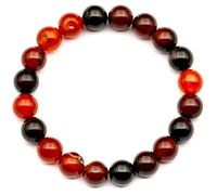 DFJMASFKOL ElisaJewelryArt - Pulsera de cuentas de cornalina natural con piedras preciosas auténticas, pulsera elástica de cristal, unisex, ajustable (ágata cornalina), Piedra