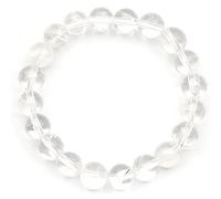 DFJMASFKOL ElisaJewelryArt - Pulsera de cuentas de cuarzo transparente natural con piedras preciosas auténticas, pulsera elástica unisex ajustable (cuarzo transparente), Piedra