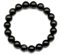 DFJMASFKOL ElisaJewelryArt - Pulsera de cuentas de obsidiana natural con piedras preciosas auténticas de ensueño y cristal, pulsera elástica unisex ajustable (mujer, obsidiana), Women, Piedra