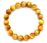 DFJMASFKOL ElisaJewelryArt - Pulsera de cuentas de ojo de tigre de oro natural, pulsera elástica de cristal con piedras preciosas auténticas, unisex, ajustable (ojo de tigre dorado), Piedra