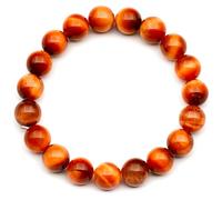 DFJMASFKOL ElisaJewelryArt - Pulsera de cuentas de ojo de tigre rojo y naranja natural con piedras preciosas auténticas para la ansiedad, pulsera elástica unisex ajustable (ojo de tigre rojo y naranja
