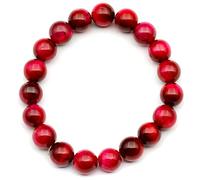 DFJMASFKOL ElisaJewelryArt - Pulsera de cuentas de ojo de tigre rosa natural con piedras preciosas auténticas para la ansiedad, pulsera elástica unisex ajustable (ojo de tigre rosa), Piedra