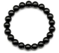 DFJMASFKOL ElisaJewelryArt - Pulsera de cuentas de ónix negro natural con piedras preciosas auténticas, elástica, unisex, ajustable (mujer, ónix negro), Women, Piedra