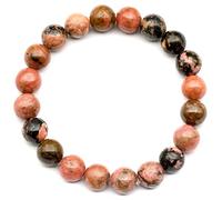 DFJMASFKOL ElisaJewelryArt - Pulsera de cuentas de rodonita natural con piedras preciosas auténticas, pulsera elástica unisex ajustable (mujer, rodonita), Women, Piedra