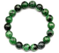 DFJMASFKOL ElisaJewelryArt - Pulsera de cuentas de zoisita de rubí natural, pulsera elástica de cristal vitalidad, unisex, ajustable (rubí zoisita), Piedra