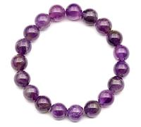 DFJMASFKOL ElisaJewelryArt - Pulsera elástica de cuentas de amatista natural, piedras preciosas energéticas auténticas, pulsera elástica unisex ajustable (amatista), Piedra