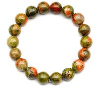 DFJMASFKOL ElisaJewelryArt - Pulsera elástica de cuentas de unakita natural con piedras preciosas auténticas de cristal de renacimiento, unisex, ajustable (unakita), Piedra