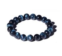DFJMASFKOL Pulsera de ojo de tigre azul de 12 mm para hombre, se adapta a muñecas grandes y fuertes de aproximadamente 8 pulgadas, gemas de chakra de garganta, piedra natal para junio, trae calma