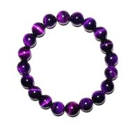 DFJMASFKOL Pulsera de ojo de tigre morado de 10 mm para mujeres y hombres, protección natural, color amatista, joyería de cristal de chakra de garganta, kit de herramientas de cuentas, se adapta a