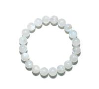 DFJMASFKOL Pulsera de piedra lunar de 10 mm para hombres y mujeres, se adapta a muñecas de 7.5 a 8 pulgadas, piedras preciosas naturales de cristal de chakra de corona para relación y amor, viene con